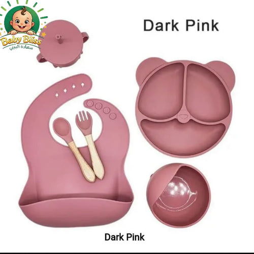 طقم أدوات طعام للأطفال من السيليكون