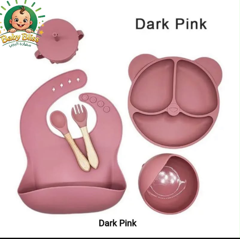 طقم أدوات طعام للأطفال من السيليكون