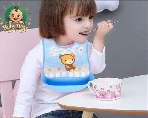 مريلة أطفال مقاومة للسوائل بجيب سيليكون